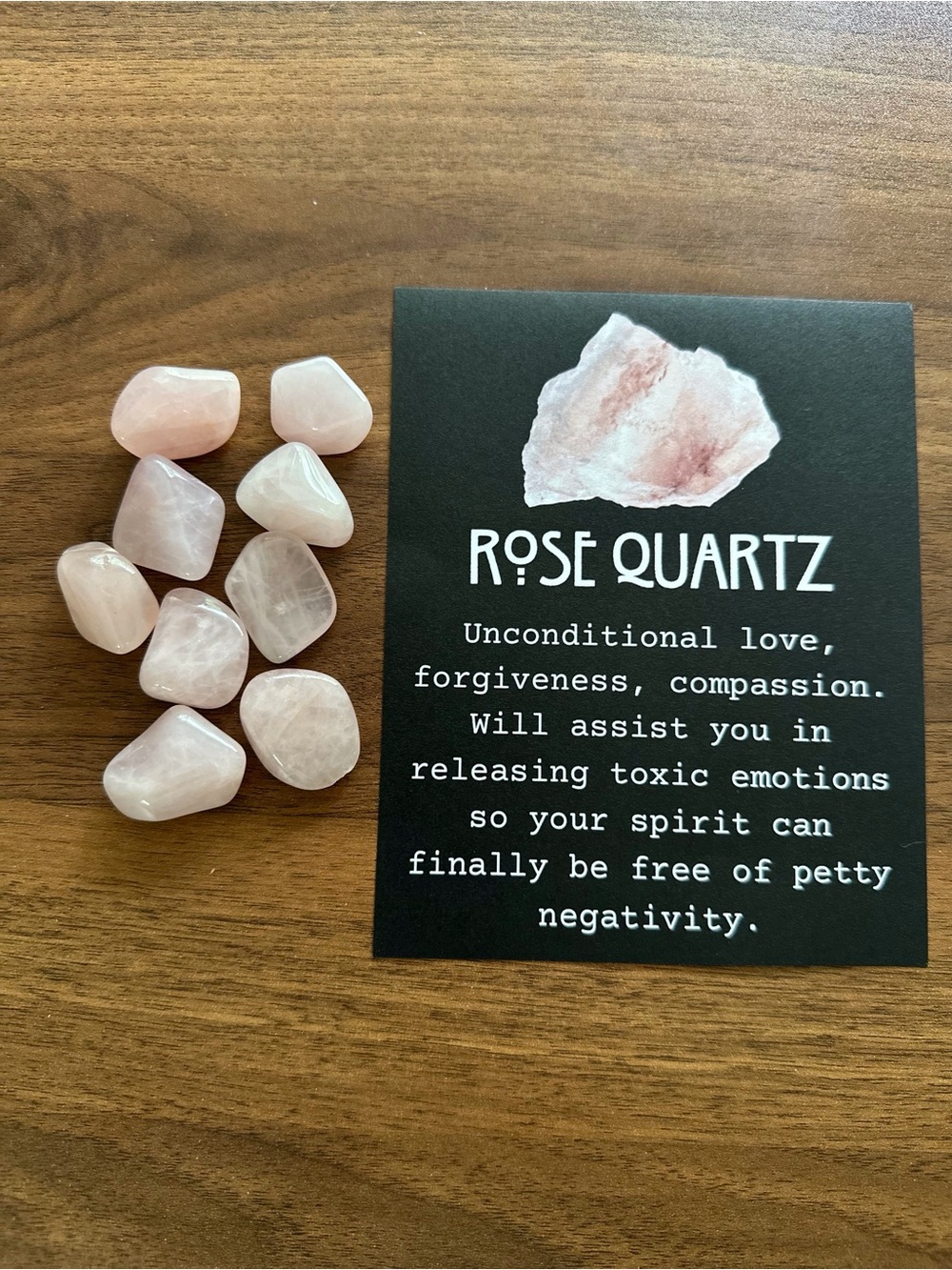 9 pcs Rose Quartz Tumbled Stones - Soft Pink Crystal Set